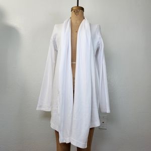 GRP1 Knits Cotton White Shawl Long Lleeve Easy Cardigan Small